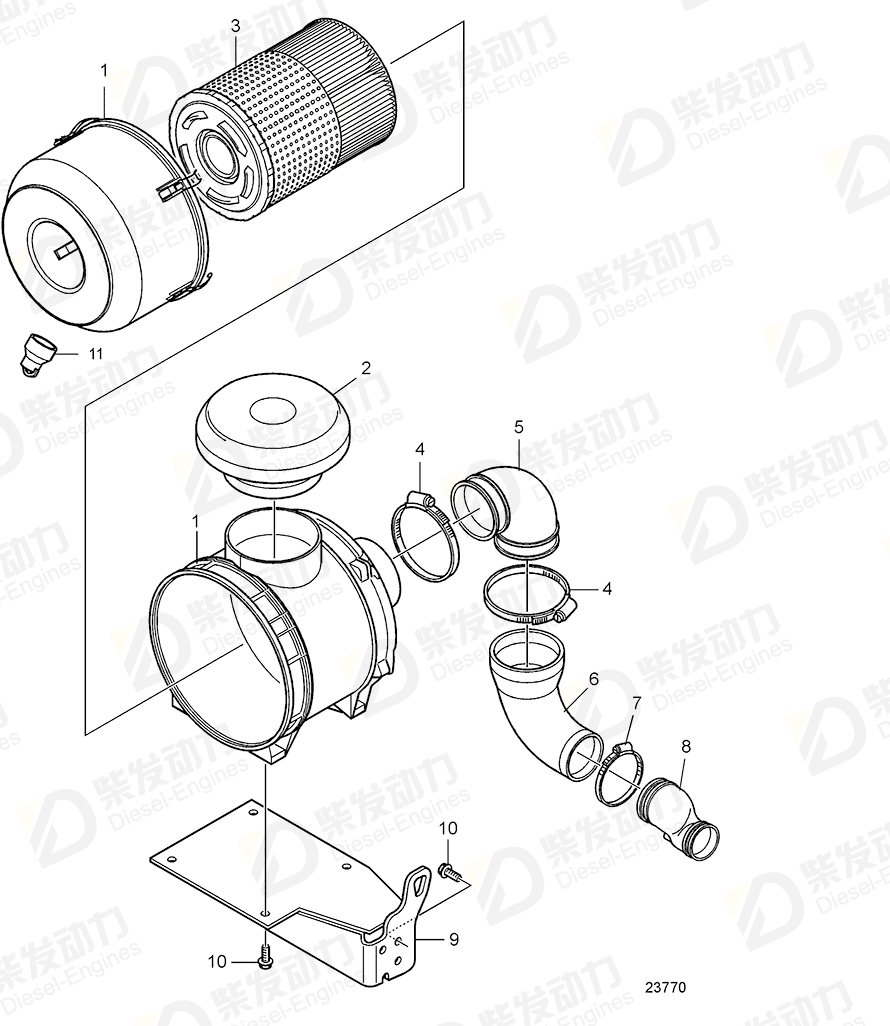 volvo penta Pipe 21069291 Drawing